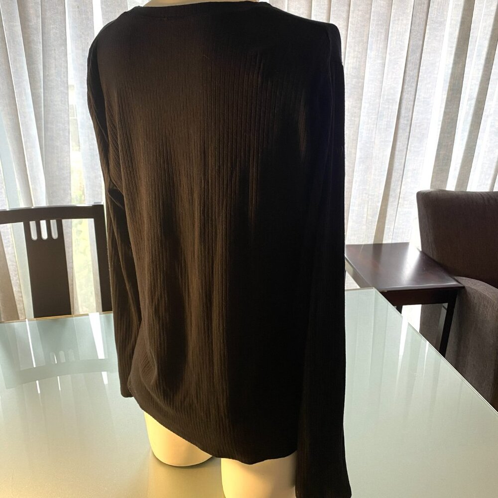 Splendid Crew Neck Ribbed Black Long Sleeved Top 10% Elastane Size XL - Picture 3 of 4